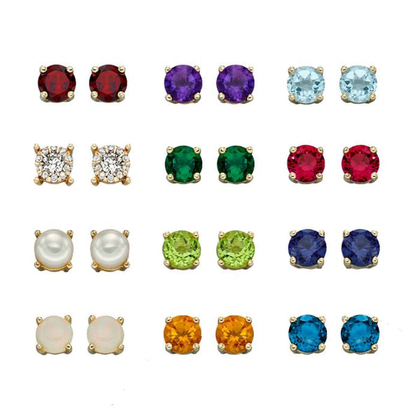 9ct Gold Birthstone Stud Earrings