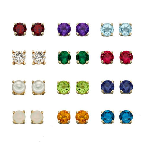 9ct Gold Birthstone Stud Earrings