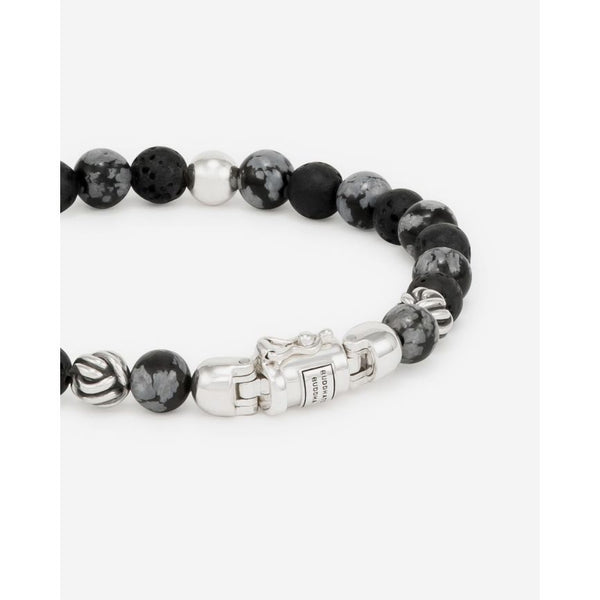 Buddha To Buddha Black Lava Stone and Snowflake Obsidian Bracelet