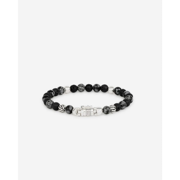 Buddha To Buddha Black Lava Stone and Snowflake Obsidian Bracelet