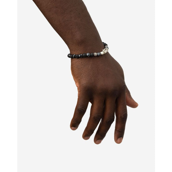 Buddha To Buddha Black Lava Stone and Snowflake Obsidian Bracelet