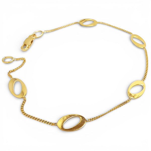Curb and Oval Detail 9ct Yellow Gold Bracelet