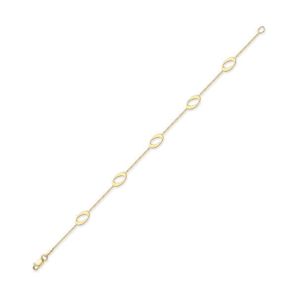 Curb and Oval Detail 9ct Yellow Gold Bracelet