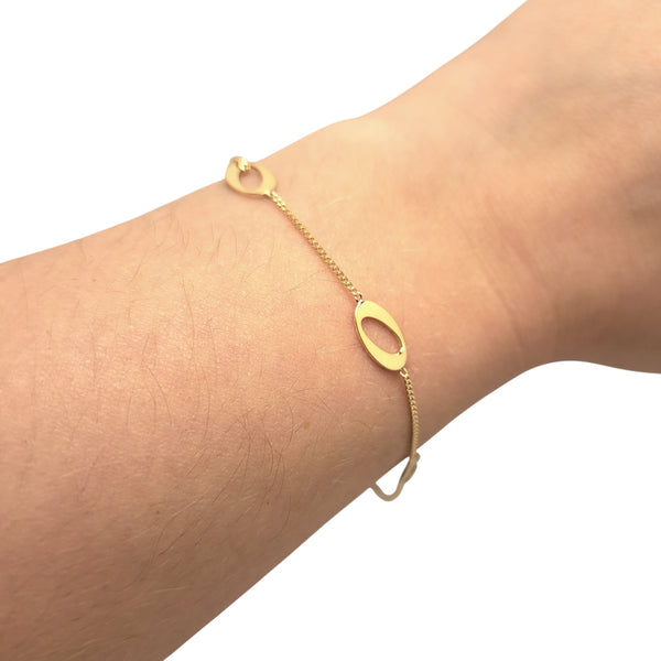 Curb and Oval Detail 9ct Yellow Gold Bracelet