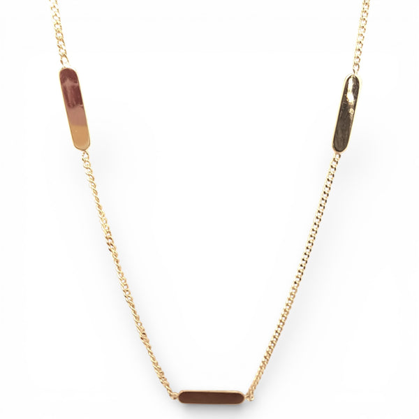 Curb Chain & Oblong Detail 9ct Yellow Gold Necklace