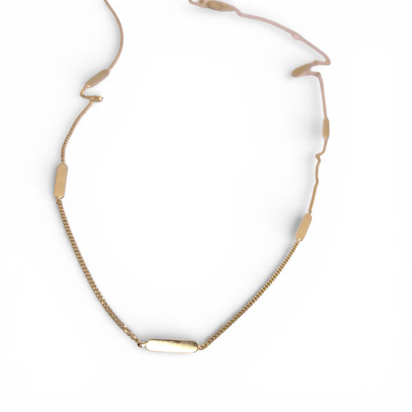 Curb Chain & Oblong Detail 9ct Yellow Gold Necklace