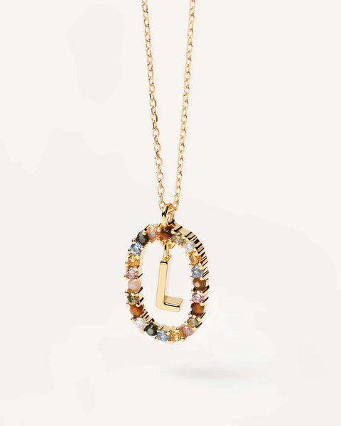 PDPAOLA Gemstone Letter Necklace