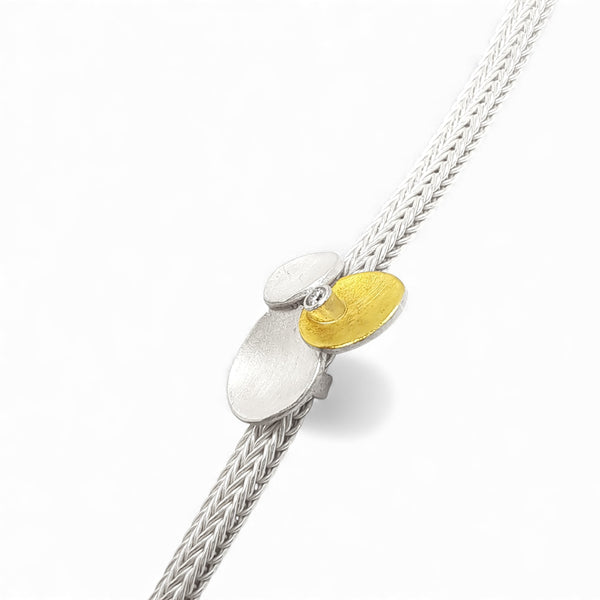 'Celestial Collide' Silver & 22ct Gold Diamond Bracelet