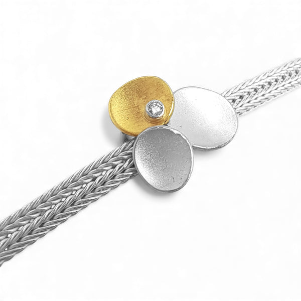 'Celestial Collide' Silver & 22ct Gold Diamond Bracelet