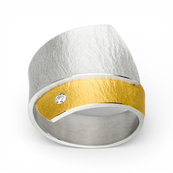 'Celestial Trail' Silver & 22ct Gold Diamond Ring