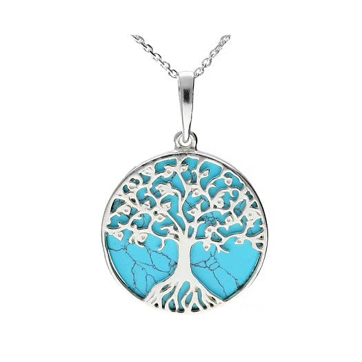 Tree of Life Turquoise & Sterling Silver Necklace - Medium