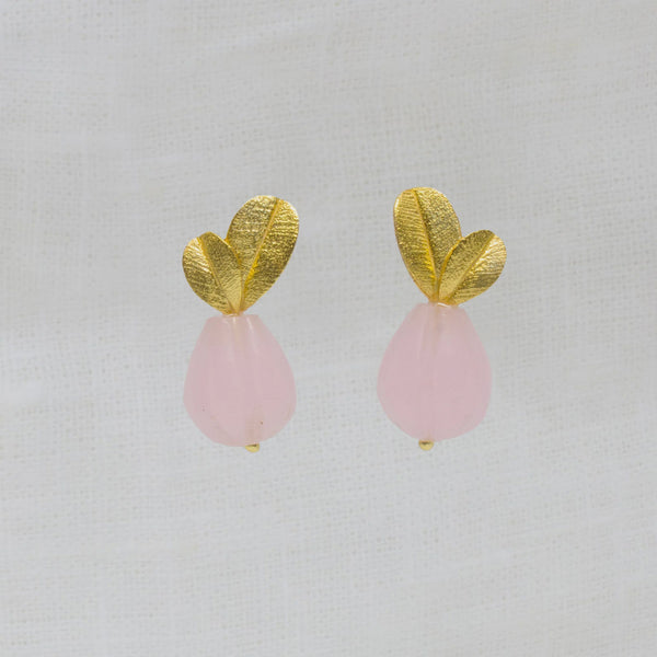 Beyond Biasa Carved Gemstone and Textured Gold Earrings