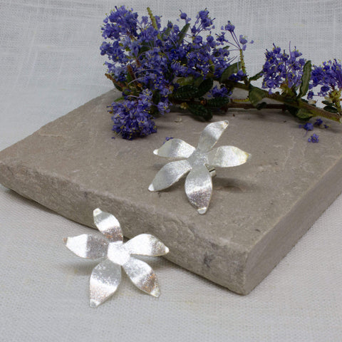 Beyond Biasa Large Abstract Brushed Flower Earrings