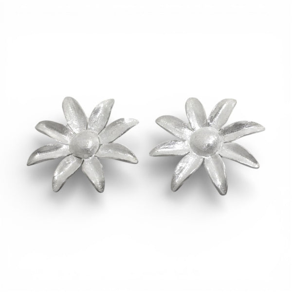 Beyond Biasa Gold Daisy Flower Brushed Stud Earrings