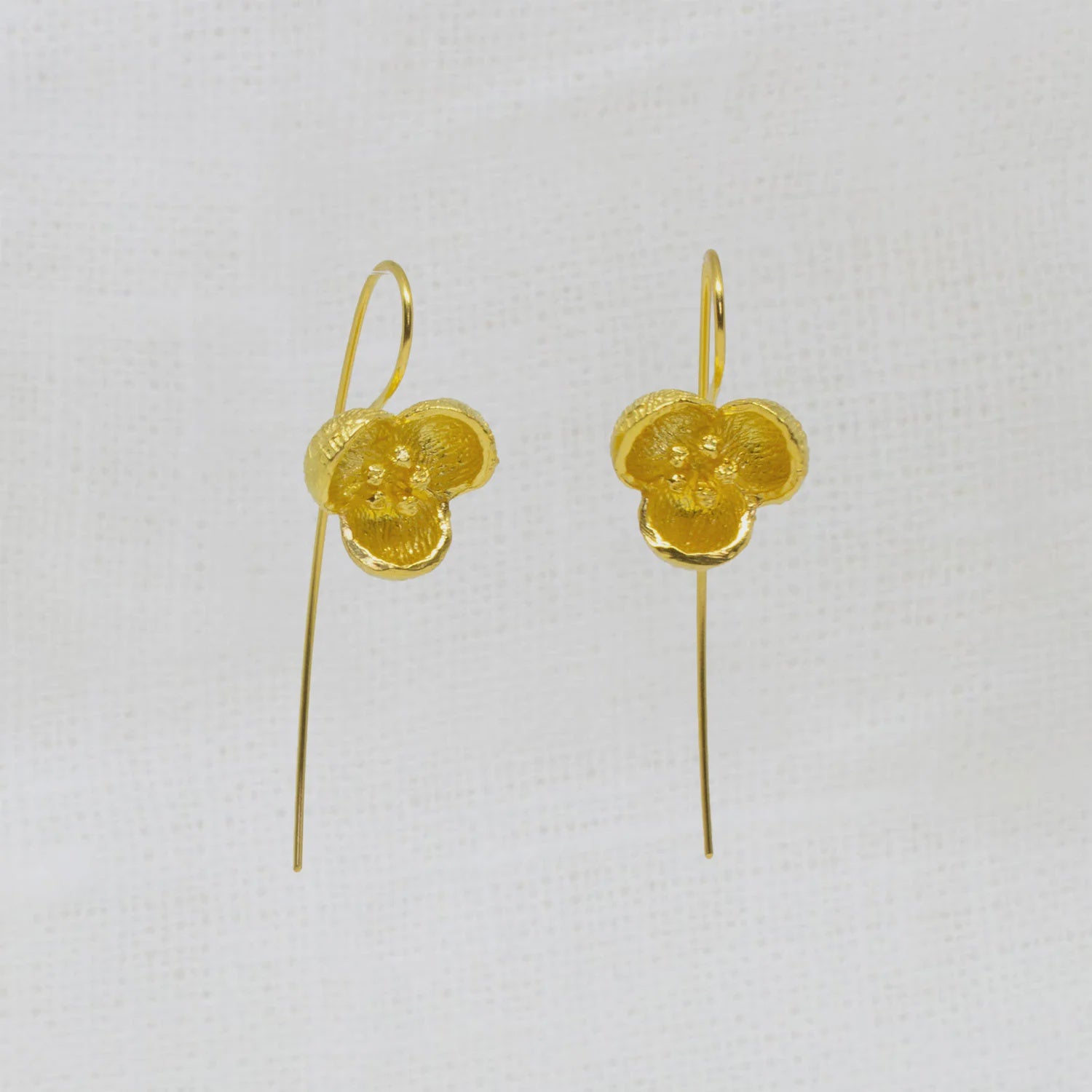 Beyond Biasa Textured Three Petal Flower Drop Earrings