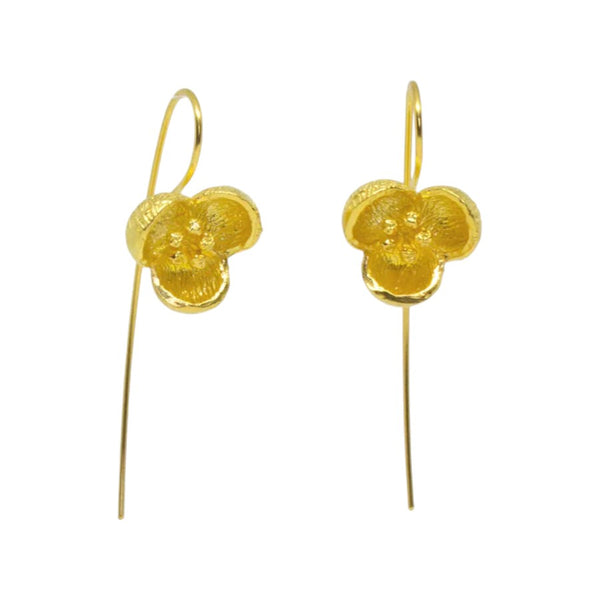 Beyond Biasa Textured Three Petal Flower Drop Earrings