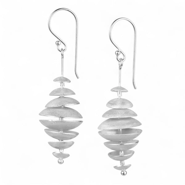 Silver Long Drop Topsy Turvey Earrings