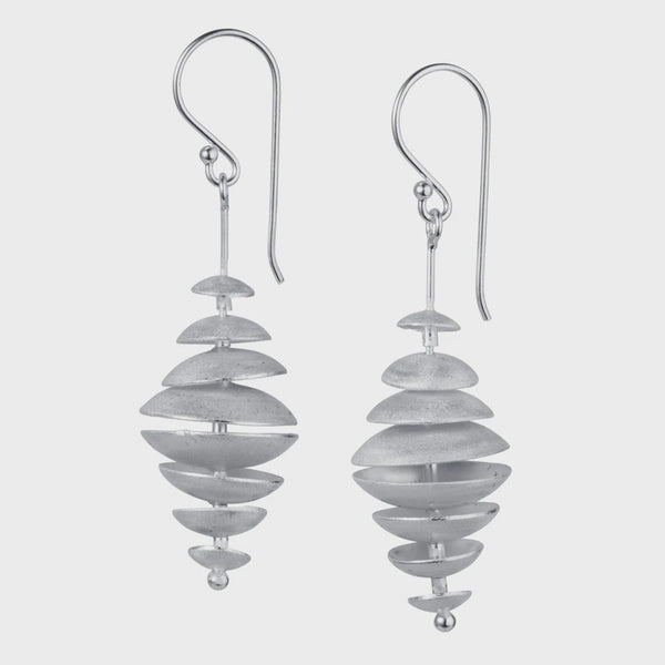 Silver Long Drop Topsy Turvey Earrings