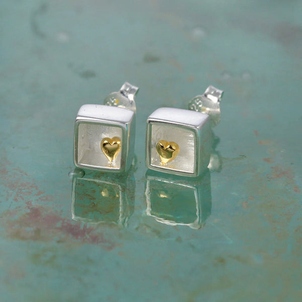 Christin Ranger Heart Of Gold Stud Earrings