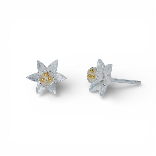 Christin Ranger Gold & Silver Daffodil Stud Earrings