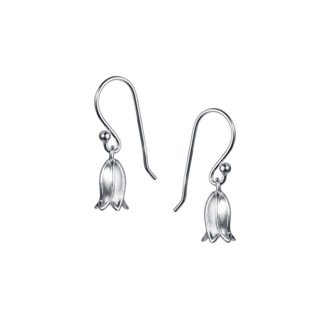Christin Ranger Silver Bluebell Flower Drop Earrings