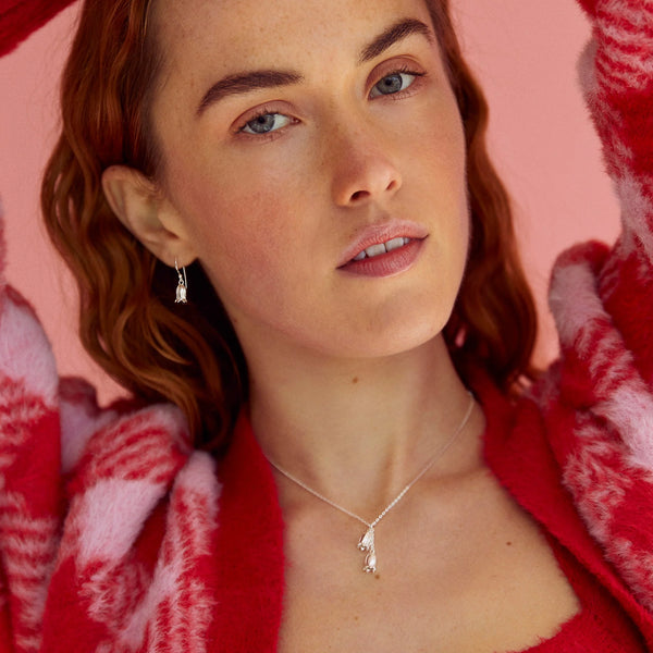 Christin Ranger Silver Bluebell Flower Drop Earrings