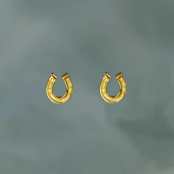 Christin Ranger Small Gold Horseshoe Stud Earrings