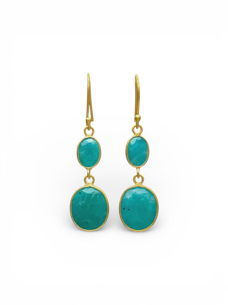 Beyond Biasa Amazonite and Gold Dangle Earrings