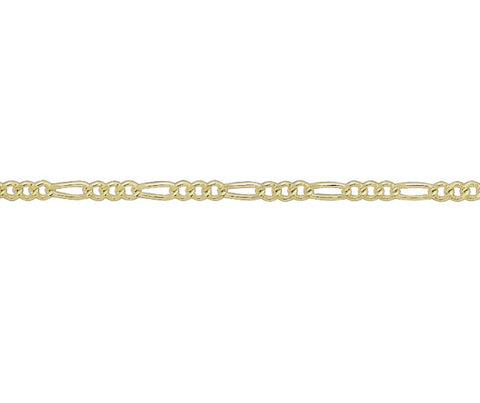 9ct Gold 18" Filed Figaro Chain Necklace - Medium Weight
