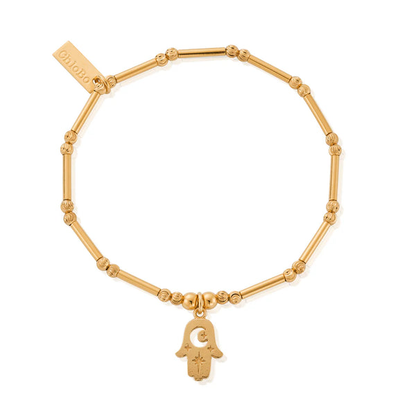 ChloBo Dainty Moon Cut Sparkle Hamsa Bracelet
