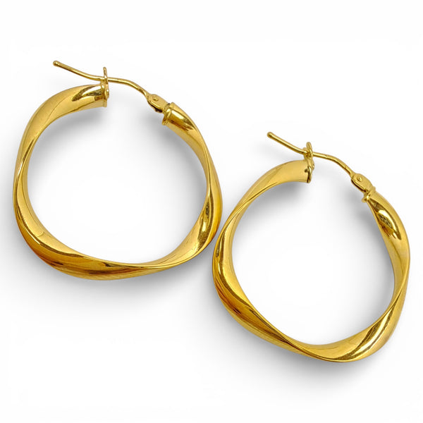 Subtle Twist 25mm 9ct Gold Hoop Earrings