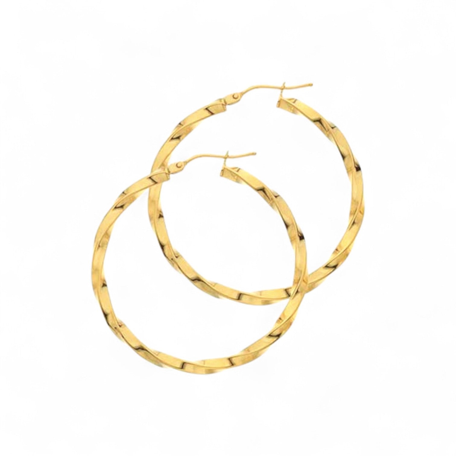9ct Yellow Gold 30mm Twist Hoop Earrings