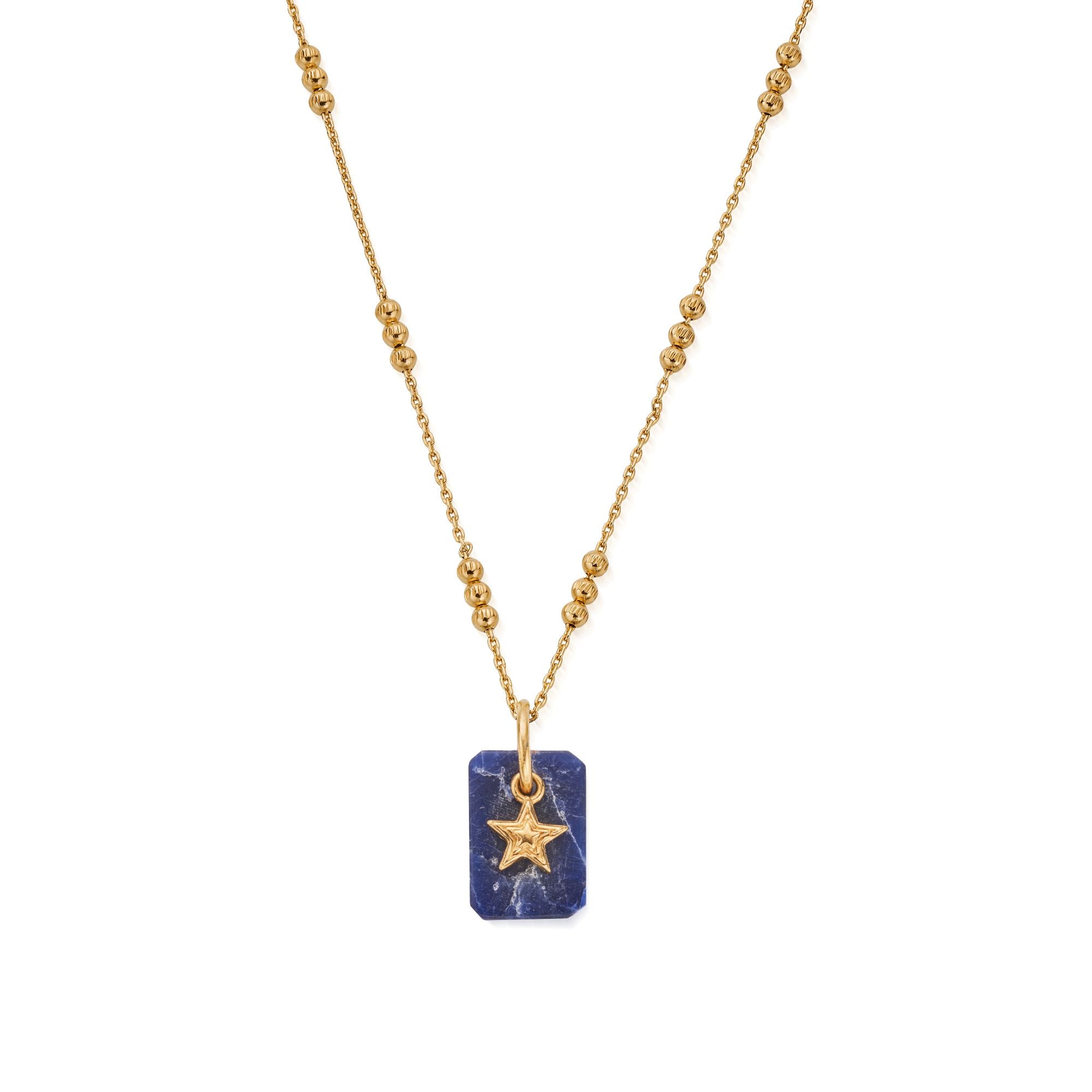 ChloBo Gold Triple Bobble Chain Sodalite Star Necklace
