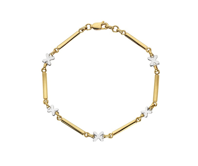 Papillon 9ct Yellow & White Gold Bracelet - 7.5"/19cm