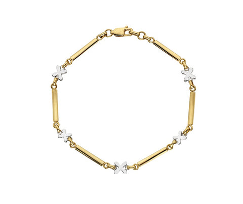 Papillon 9ct Yellow & White Gold Bracelet - 7.5"/19cm