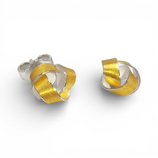 'Galactic Ribbon' Silver & 22ct Gold Stud Earrings