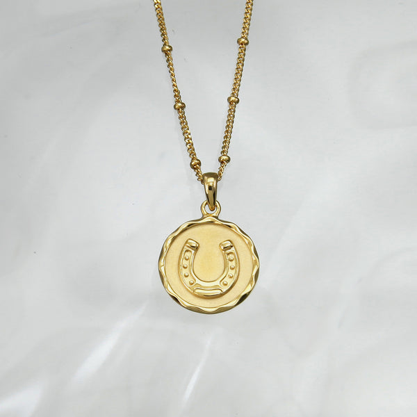 Christin Ranger Horseshoe Lucky Charm Necklace In Gold