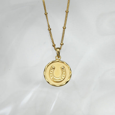 Gold Plated Horseshoe Lucky Charm Necklace