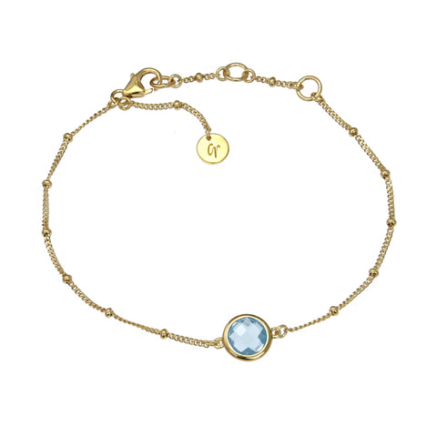 Gold Plated Blue Topaz Beaded Bracelet