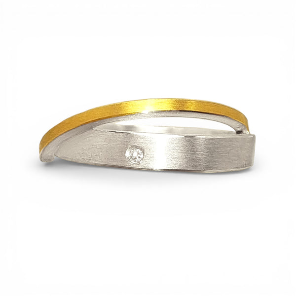 'Golden Curve' Silver and 22ct Gold Diamond Ring