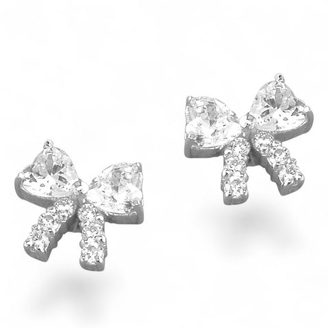 Small Bow Diamanté Sterling Silver Stud Earrings