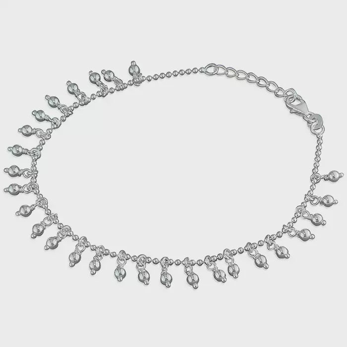 Sterling Silver Bead Drops Anklet