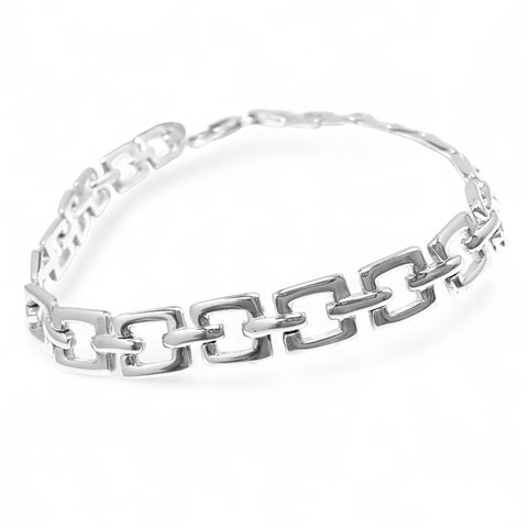 Open Square Link Sterling Silver Bracelet