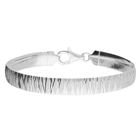 Sterling Silver Diamond-Cut Flat Strap Bracelet