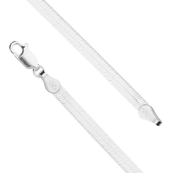 Silver Chain 46cm/18in diamond cut herringbone