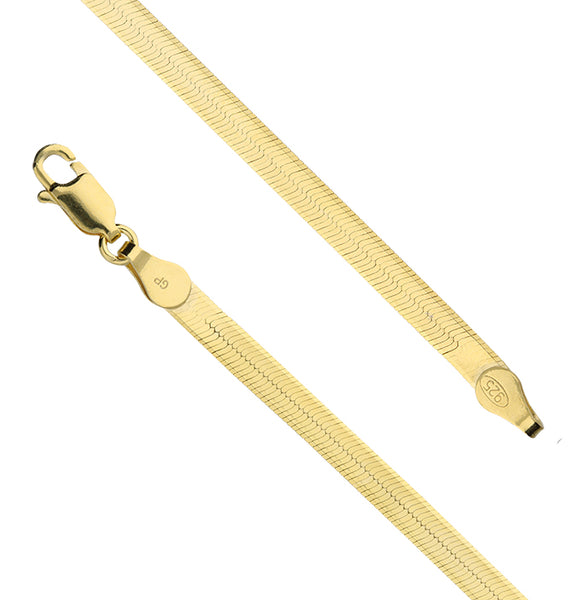 Gold 46cm/18in diamond cut herringbone chain