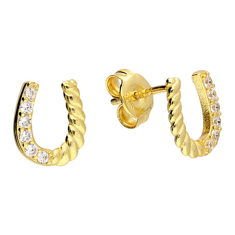 Horseshoe Twist Zirconia Stud Earrings
