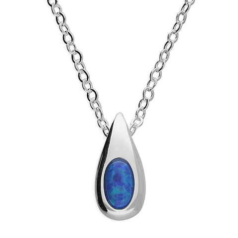 Opalite Teardrop Sterling Silver 16-18" Necklace