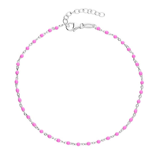 Pink enamel bead Anklet