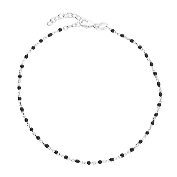 Sterling Silver Black Bead Bracelet